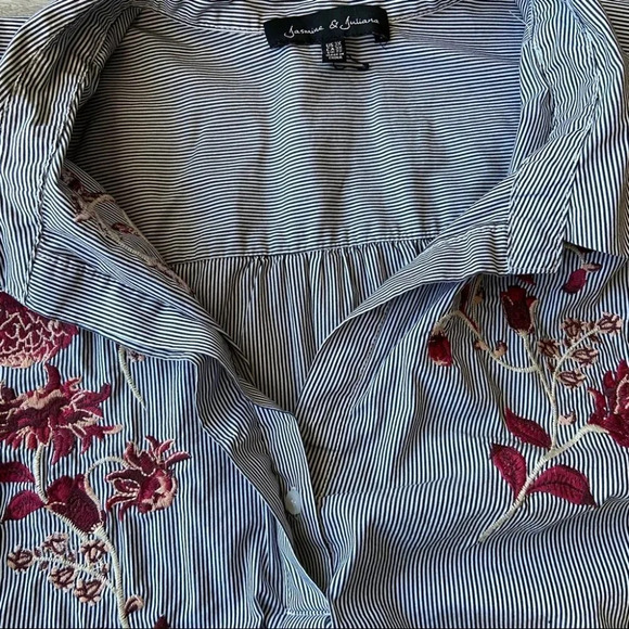 Jasmine & Juliana Striped Bell Sleeve Embroidered  Top - Picture 11 of 16